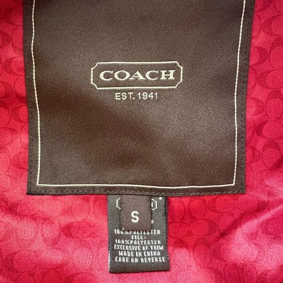 Coach Red Puffer Quilted Coat Women’s S Jacket Lightweight Signature Lining - Picture 6 of 7